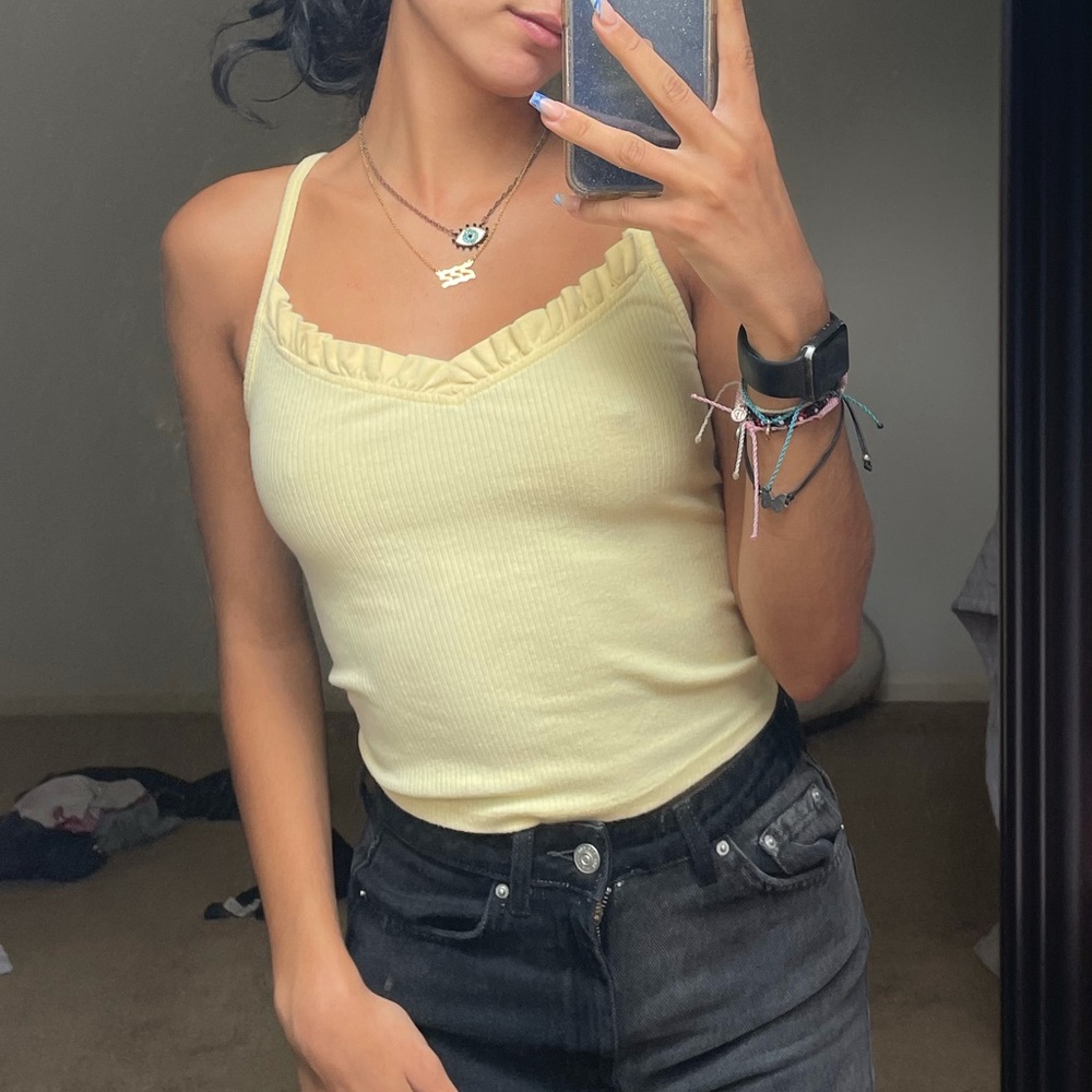 Pastel yellow Rib knit tank top